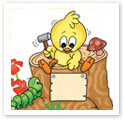 Chicken Writing a Notice : Children Illustration