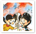 Under an Umbrella : Children Illustration